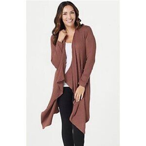 NWT Zuda Escovero Open Front Ribbed Cardigan Sweater in Chestnut - XXS